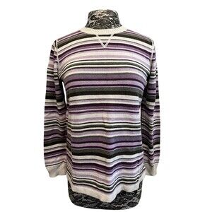 Vintage Y2K Eddie Bauer Striped Sweater Purple‎ White Green Long Sleeve Crew S